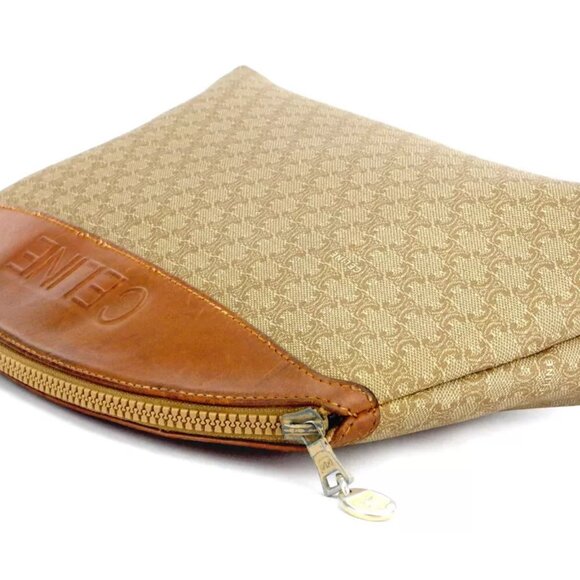 CELINE clutch bag macadam beige PVC ?~ leather Authentic - Picture 4 of 7